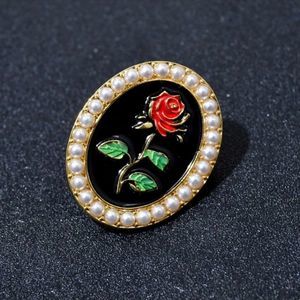 Elegant Vintage Rose Pearl Cameo Brooch Pin